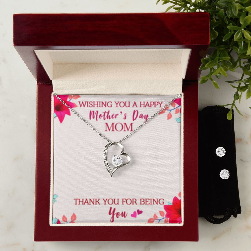 Forever Love Necklace + Clear CZ Earrings Being You