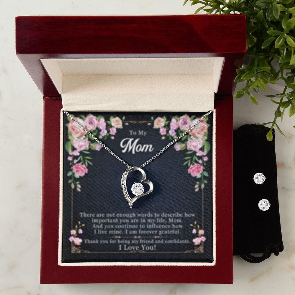 Forever Love Necklace + Clear CZ Earrings Forever Grateful