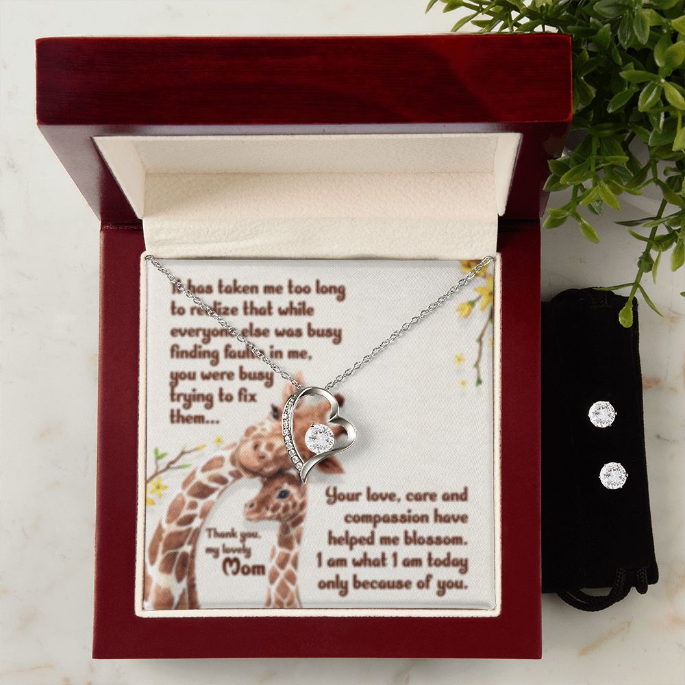 Forever Love Necklace + Clear CZ Earrings Because of You