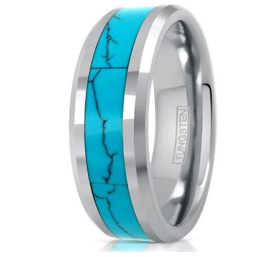 Turquoise Inlay Tungsten Ring