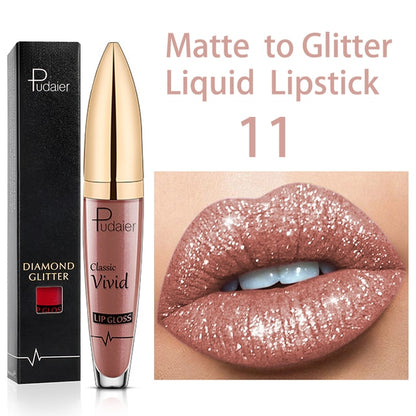 15 Colors Long Lasting Matte Glitter Liquid Shiny Lip Gloss