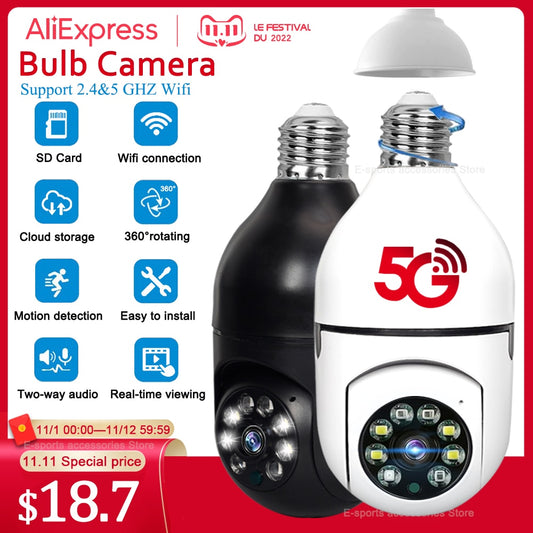 5G WIFI E27 Bulb Camera
