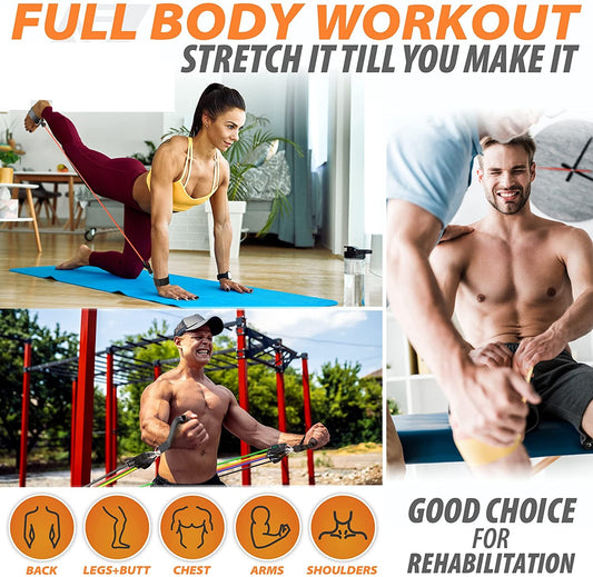 150lbs. Fitness Exercises Resistance Bands Set