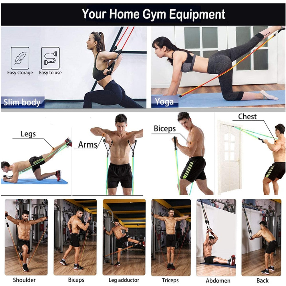 150lbs. Fitness Exercises Resistance Bands Set