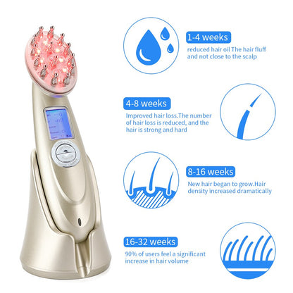 Electric Laser Comb Infrared EMS RF Vibration Massager Microcurrent Hair Care