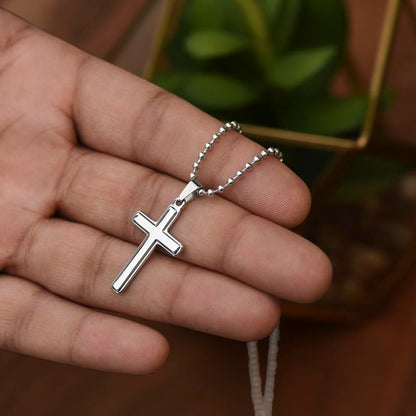 Stainless Cross Necklace w/ Ball Chain & MC