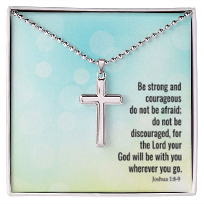 Stainless Cross Necklace w/ Ball Chain & MC