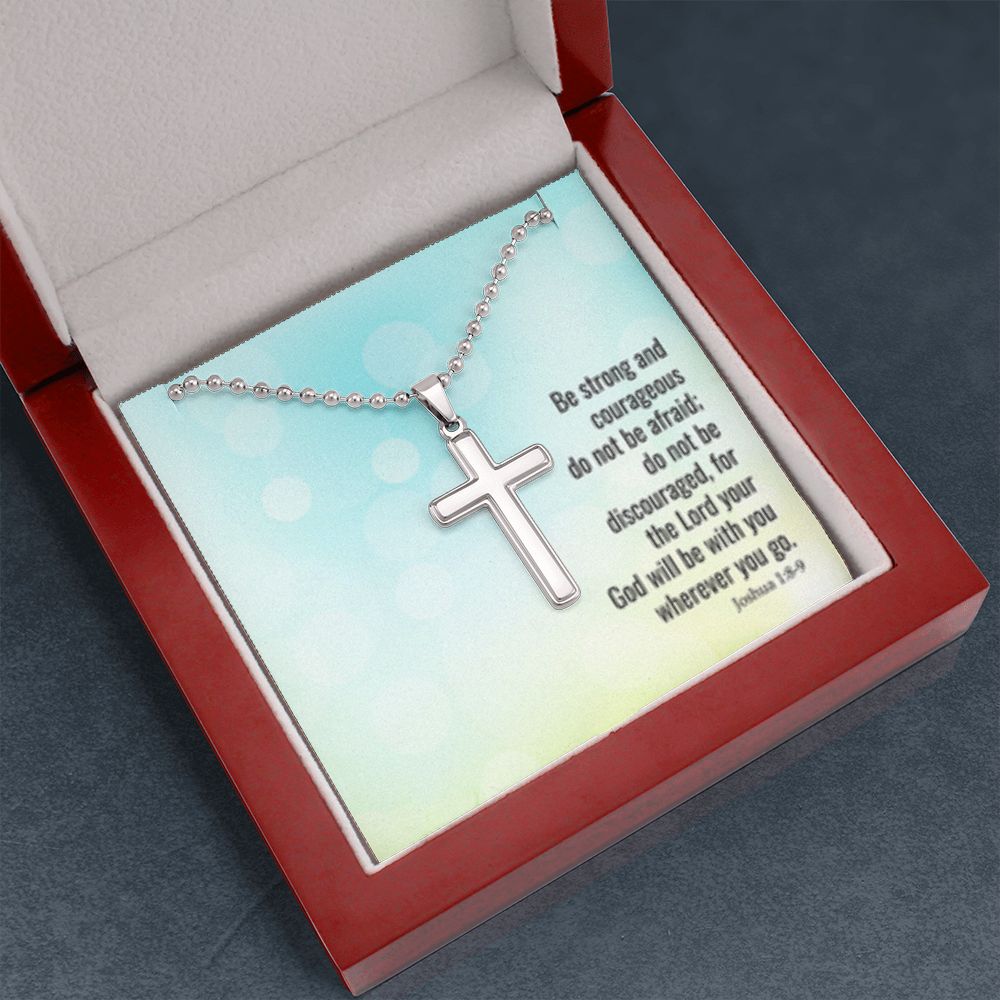 Stainless Cross Necklace w/ Ball Chain & MC