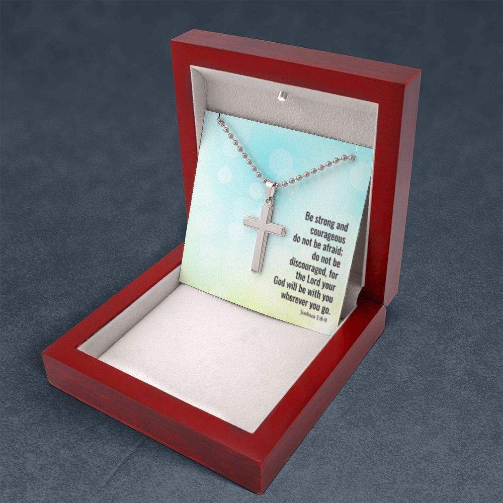 Stainless Cross Necklace w/ Ball Chain & MC