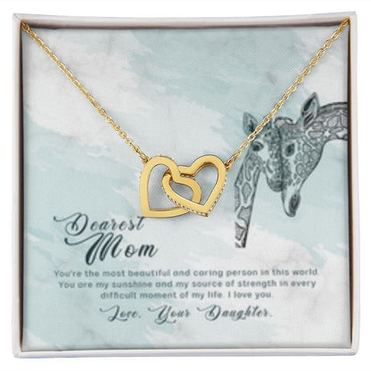 Interlocking Heart Necklace Most Beautiful Mom/from Daughter