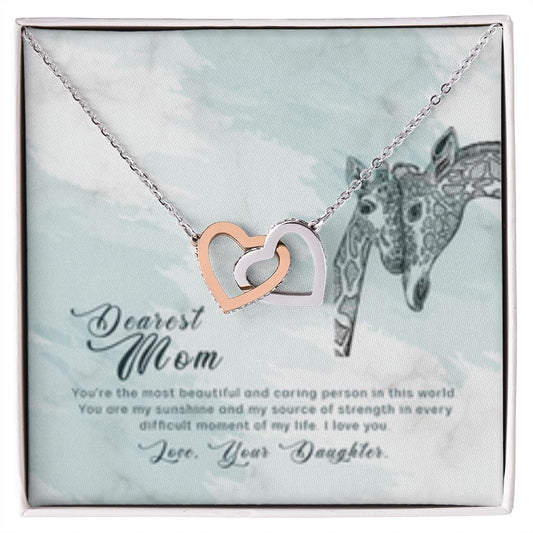 Interlocking Heart Necklace Most Beautiful Mom/from Daughter