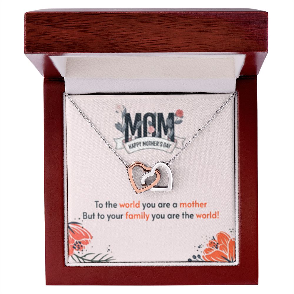 Interlocking Heart Necklace Mom you are the World