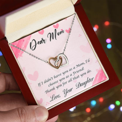 Interlocking Heart Necklace Mom TY for all that you do/from Daughter