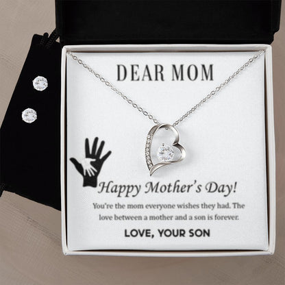 Forever Love Necklace + Clear CZ Earrings Forever/from Son