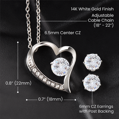 Forever Love Necklace + Clear CZ Earrings BonusMom1