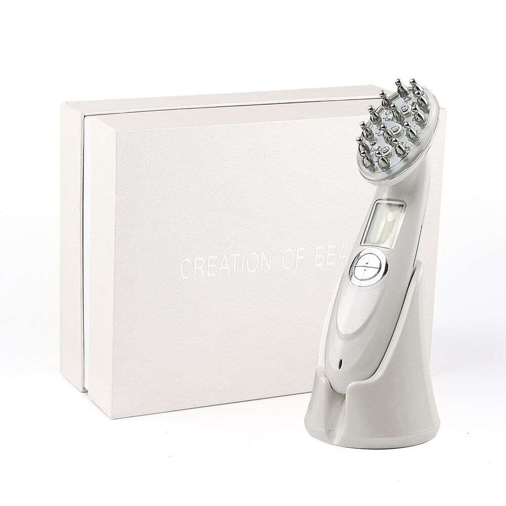Electric Laser Comb Infrared EMS RF Vibration Massager Microcurrent Hair Care