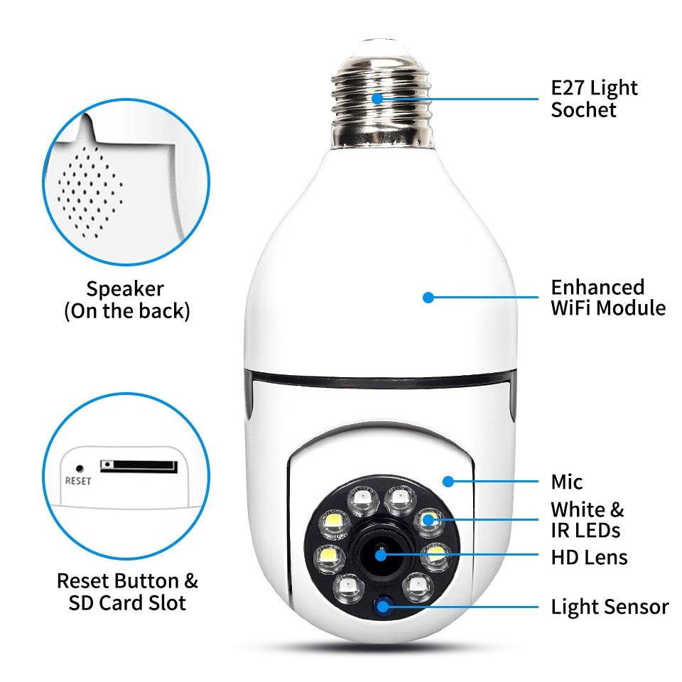 5G WIFI E27 Bulb Camera