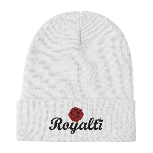 "Royalti" Red Rose Embroidered Beanie